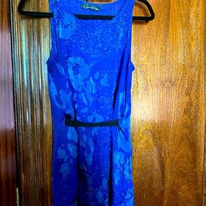 PATTERSON J. KINCAID BLUE SATIN MINI SLIP DRESS
